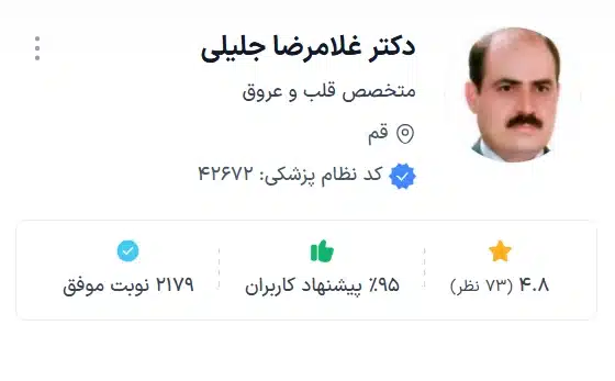 دکتر غلامرضا جلیلی بهترین دکتر قلب قم