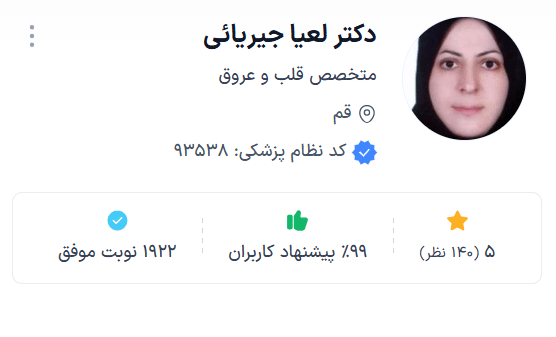دکتر لعیا جیریائی بهترین متخصص قلب قم